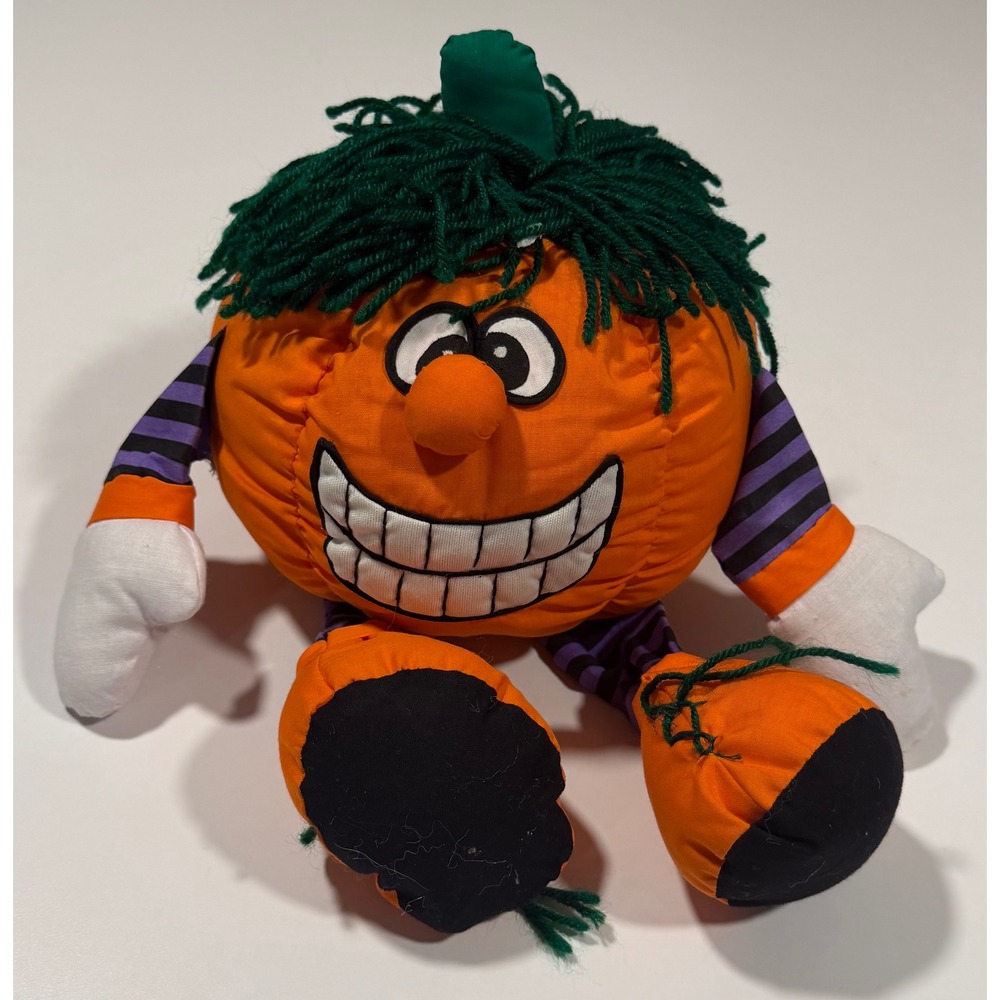 Vintage 1996 Joelson Industries Little Treasures Pumpkin Plush Halloween Decor